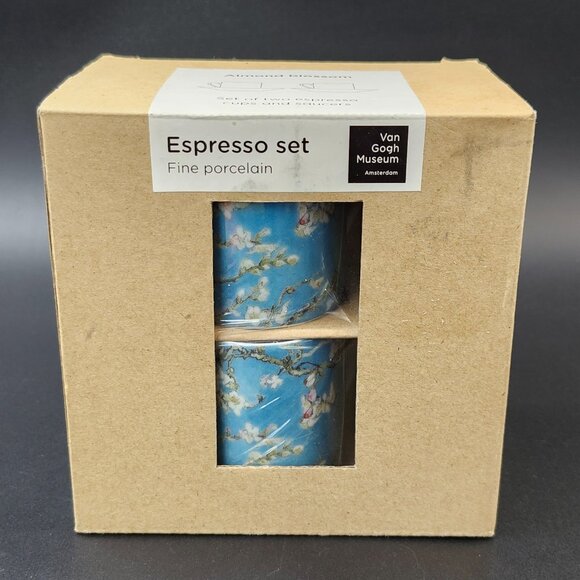 Van Gogh Almond Blossom Espresso Set Cups & Saucers (2) Fine Porcelain - Picture 3 of 8